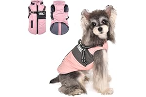 Lairle Dog Coat with Harness Waterproof Dog Coat Winter Dog Coat Dog Jacket Dogs Coat Small Dog Coat 2 in 1 Dog Coat with Built In Reflective Adjustable Harness for Small Medium Large Dogs(8 Colors)