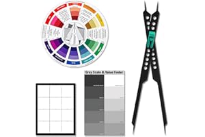 NEZYO Rueda Buscadora de Colores para Artistas, Herramienta de Dibujo Divisor Proporcional Visor de 3 x 4 Pulgadas Buscador de Valor de Escala de Grises Kit de Herramientas de Dibujo de Bolsillo