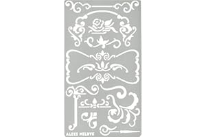 Aleks Melnyk #6 Pochoir Métal Reutilisables Peinture Shabby Chic, Pattern Border Stencil Painting, Vintage Peinture Meuble, Pyrogravure pour Bois, Gravure, Gabarits Scrapbooking, Bullet Journaling
