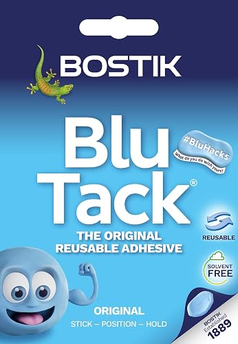 Bostik Blu Tack Blue - Handy Size - Multipurpose Reusable Adhesive - Clean - Safe & Easy to Use - Non-Toxic
