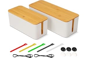 BOSSJOY Cord Organizer Cable Management Box Holder Set of 2 for Cords, Power Strips or Surge Protectors, Hide Loose Wires Behind TVs Home Office Computers Office Desks Entertainment Centers