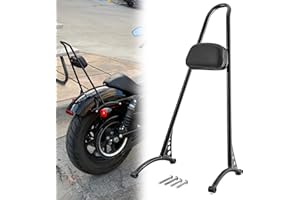 DASEN 20" Tall Sissy Bar Backrest Pad Glossy Black Triple Polished Compatible with Harley 2004-2021 Sportster XL 883 1200 XL Models