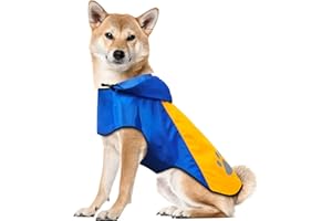 iTayga Imperméable Imperméable pour Chien, Imperméable pour Chien avec Capuche et Réflecteur, Jouer, Voyager pour Petits/Moyens/Grands Chiens (Bleu - Orange, m)