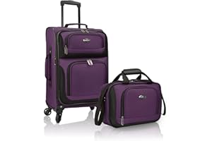 U.S. Traveler Rugged Fabric Expandable Carry-on Luggage Set, Purple, 4 Wheel