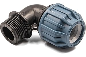 KNM TRADE Curva in polipropilene con filetto maschio per tubo PE, diametro 25 mm x 3/4 pollice - Raccordo a compressione per acqua potabile, 16 Bar, Cert. DVGW/KIWA/WRAS