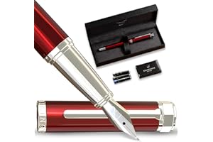 Ellington Pens Luxury Fountain Pen Set- Fountain Pens for Writing - Smooth Nib - Includes Refillable Ink Converter, 3 Ink Cartridges [2 Black & 1 Blue], Gift Box - Elegant Calligraphy