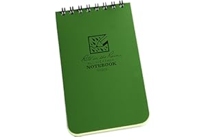 Rite in the Rain Waterproof Paper Universal Pocket Top Wire Bound Spiral Notebook Green 100 Pages 50 Sheets Imperial & Metric Ruler 3 x 5 Inch