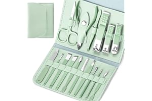 START MAKERS Manicure Set - 16 in 1 Professional Nail Clipper Set - Stainless Steel Pedicure Kit Nail Care Kit for Men Women with Storage Travel Case, Green