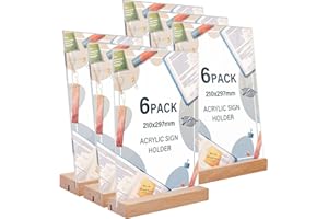 PORFOYO Porte Affiche A4 Présentoir A4: 6 Pièces Présentoir de Table A4, Presentoir A4 Transparente Acrylique, Porte Menu Restaurant, Support Menu, Chevalet de Table pour Menu, Mariage, Hôtel, Cadre Photo