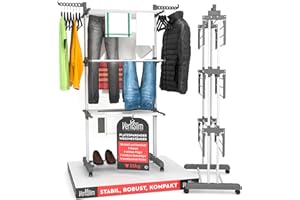 ‎VERTISLIM VertiSlim Dry Wäscheständer Klappbar Wäschetrockner Turm Platzsparender mit 4 Ebenen - Turm-Wäscheständer aus Edelstahl - Vertikaler mit Rädern und Seitenflügeln - Farbe Grau für Drinnen Draußen