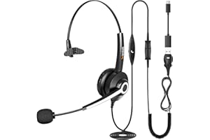 Wantek Auriculares con Micrófono USB - Cascos con Microfono para pc Oficina Zoom Skype Laptop Centro de Llamadas Equipos Ordenador Personal - conexión USB A/Tipo C
