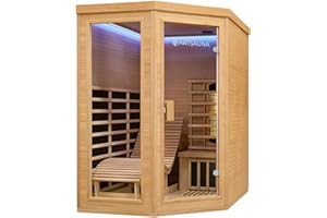 Artsauna Infrarotkabine Kolding - Triplex-Heizsystem Infrarotsauna - 2 Personen - LED-Farblicht, Digitale Steuerung - Hemlock-Holz