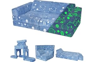 ‎MEMORECOOL MeMoreCool 10-teiliges Kinder-Couch-Sofa, modulare Kleinkind-Couch, leuchtendes Sofa für Spielzimmer, Schlafzimmer, ausklappbare Spielcouch für Mädchen und Jungen, wandelbares Sofa,