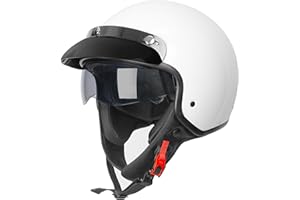 Zorax ZOR-605 White XL (61cm) Scooter Motorcycle Motorbike Open Face Crash Jet Helmet with Sun Visor ECE2206