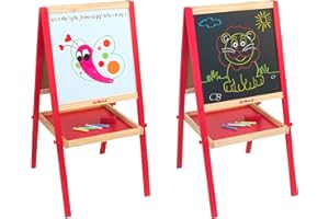 Globo Giocattoli - Lavagna in Legno 89 cm, Double Face con gessetti e cancellino inclusi - Sirwood 40416