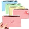 Flash Cards, Vakki 200 PCS A6 Revision Cards 4*6 Inches Flashcards Spiral Ruled Index Cards Lined Revision Flash Cards Coloured Record Cards & Cue Cards for School Essentials Home Office