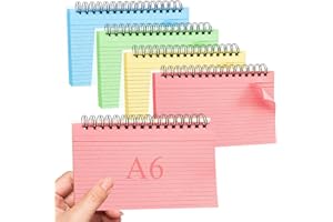 Flash Cards, Vakki 200 PCS A6 Revision Card 4 * 6 Inches Flashcards Spiral Ruled Index Papers Lined Revision Coloured Record & Cue Notepaper for School Essentials Home Office