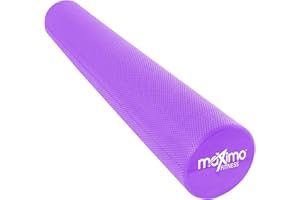 MAXIMO FITNESS Rullo in Schiuma Extra Lungo - 6” x 36” (15 cm x 90 cm) - Punti Trigger - Strumento Perfetto per l’Auto Massaggio in Casa, Palestra, Pilates, Yoga. Istruzioni Incluse. (Blu - 90 cm) (Purple)