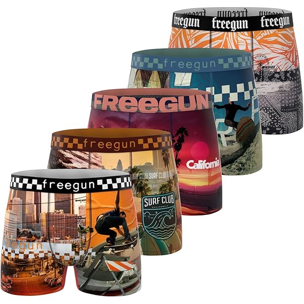 FREEGUN Fg/1/Bm/Pk4 Men's Boxer Shorts (Pack of 4), Black/Yellow/Blue