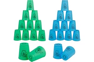 Toyosport 24pcs Sport Stacking Cups, Speed Games Challenge Sports Training Speed Games for Party Games Adult Kids Travel Games, 12PCS Blue+12PCS Green