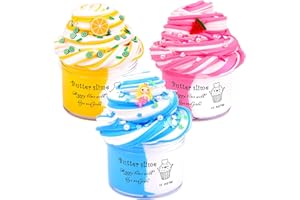 PETYUIOYU Fluffy Butter Slime Kit for Girls 3 Pack,Non Sticky and Soft Stretchy Slime for Boys, Scented Slime Party Favors, Birthday Gift for Kids