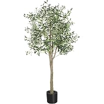 LYERSE, Albero di ulivo artificiale alto 1,8 m in seta finto in vaso con fioriera, grandi rami di ulivo finti e frutta, albero artificiale per
