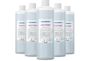 JemChem - 5 Litre (5 x 1L) Pure Acetone with Trigger Spray Head - Acrylic Nail Remover - Super Strength and Skin Friendly Formula - Removes UV/LED Gel Nail, Tips, Glues, Polish - Safe & Easy to Use