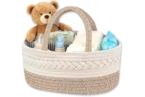 Zyluniy Organizer fasciatoio per neonati, cesto nascita bimbo, Carrello Porta Pannelli con Scomparti & Maniglie, Scatola Multifunzionale per Pannolini, Cestino Portatile per Neonati