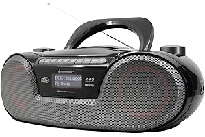 Soundmaster SCD8300SW Portable Digital Radio CD Player Audio Book Function Bluetooth DAB+ FM Radio USB/SD Port Headphone Jack Alarm Clock Boombox