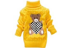 De feuilles Kids Boys Girls Turtleneck Sweater Knitted Pullover Christmas Jumpers