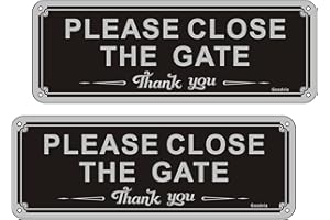 GOODVIA Please Close the Gate Sign Garden Dog Signs Metel Aluminum 3.5'' x 9.8'' Rust Free, Waterproof, UV Resistant,Fade Resistant Pack of 2