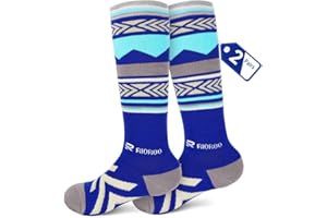 RIOROO Chuassettes De Ski Pour Garcon Et Fille éPaisses 2 Paires, Chaussettes De Neige Sur Le Genou Chaussettes D'ExtéRieur Skate RandonnéE Semelles RembourréEs Respirant SéChage Rapide