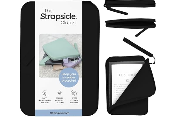 Strapsicle silikonfodral för Kindle & E-läsare - Multifunktionsväska för telefon, plånbok & nycklar - Passar 15,2 cm Kindles, Kobos, Nook, 17,3 cm Paperwhite, iPad Mini 6 - Dammskyddande beläggning
