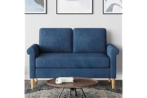 Moziel Divano a 2 posti, Divanetto 2 Persone in tessuto da 123 cm con tasche portaoggetti, montaggio senza attrezzi, divano imbottito (Marrone, Piccolo Divano a 2 posti)