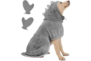 Bibykivn Bademantel für Hunde, Hundebademantel Aus Mikrofaser, Verstellbares Halsband Mit Klettverschluss Schnell Trocknend Badetuch für Große Mittelgroße Kleine Hunde/Katze (Grau, L)