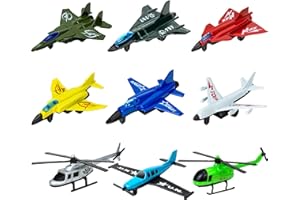 Ynybusi Diecast Planes,Airplane Toys for Toddlers,Including Helicopter|Gliders|Aircraft Carrier |Fighter Jet |Flying for Party&Birthday&Cake Decoration&Christmas Presents, 9 Pcs Aircraft Model