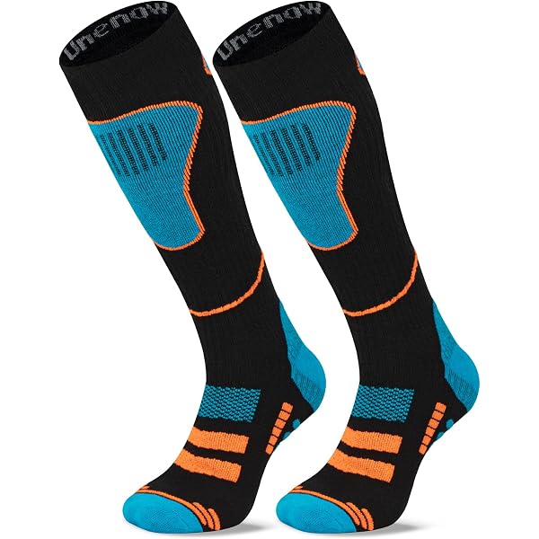FM London 4-Pack Extra Warm Thermal Ski Socks – Cushioned, Breathable, Odor Control For Men & Women, High-Leg Ergonomic Fit