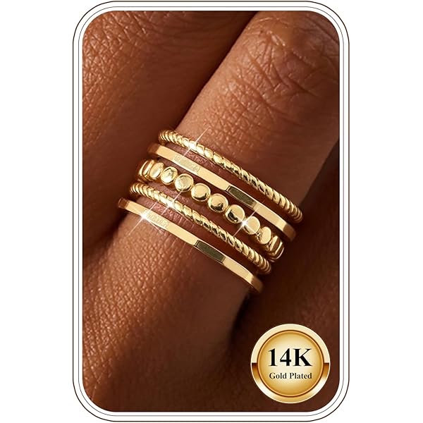 Dochais 5 stuks gouden ringen voor dames, stapelbare