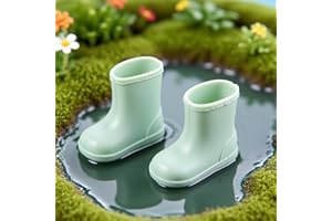 Minamzee 1:12 Miniature Dollhouse Rainboots, 1 Pairs Mini Rubber Doll Shoes Fairy Style Decoration for Doll Furniture Accessories(Green)