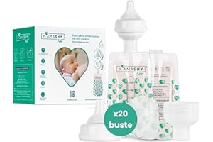 MAMASHY MamaKeep - 20 Sacchetti Latte Materno + Tappo, Imbuto e Tettarella per Raccolta e Conservazione del Latte, Bustine Pre-Sterilizzate Igieniche e Sicure, Neonato Accessori Utili Kit Allattamento