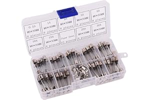 T Tocas (TM) 6x30mm Auto Moto Barca Fast Light-colpo di vetro fusibili, Colpo rapido tubo di vetro fusibili Assortimento Amp, 0.5A 1A 2A 3A 5A 10A 15A 20A 30A, 72pcs