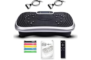 Fitness Vibration Plate - Increases muscle strength, reduces belly fat - Training at home with included resistance bands and remote control - Vibration plate with 5 programs, 99 intensity levels
