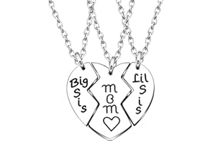 AGR8T 3 Pezzi Collana Pendente Madre Figlia in Acciaio Inox - Mamma Grande Piccola Sorella - Regali di Famiglia
