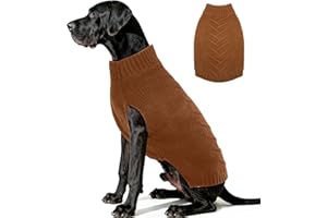 Katzinst Dog Jumper Extra Large, Warm Knitting Sweater for Cold Winter, Classic Cable Pullover Pet Coat for Great Dane (Caramel, 4XL)