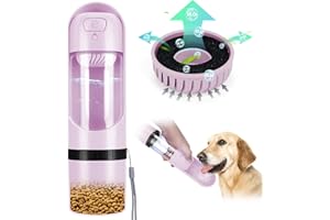 HAPPY HACHI Botella Agua Perro Portatil 300ml con Filtro, Bebedero Portatil Perro y Cuenco Plegable Perro 130ml, Prueba Fugas Bebedero Plegable Perro Cachorro para Paseo Aire Libre, Rosa