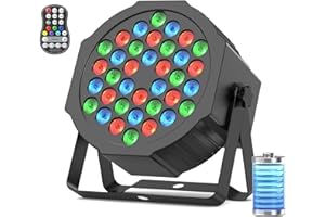 Glowingstage Led Strahler Akku, 36 RGB LED Akku Strahler Bühnenlicht Led Par mit DMX und Fernbedienung, Discolicht Partylicht Scheinwerfer für Disco DJ Halloween Weihnachten Outdoor