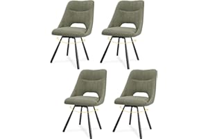 ‎LEWE LEWE Esszimmerstühle drehbar 4er Set, Automatisch zurückkehrender Sitz, 180° Drehstuhl, Ergonomischer Polsterstuhl, armlos, Esszimmer Wohnzimmer Schlafzimmer, Kaschmir-Stoff - Graugrün
