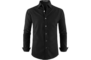 YAOBAOLE Chemise sans Repassage Homme Manches Longues Habillée Formelle Casual Business Coupe Ajustée Chemise Mariage Couleur Unie