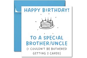 Printperfect - Brother/Uncle - Birthday Cards for Special Brother and Uncle - "I Couldn't Be Bothered Getting Two Cards" Funny Card for Him - Blue