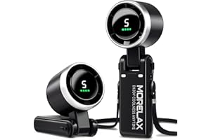 Morelax Tragbarer Turbo Handventilator, 5-stufiger, LED-Display, 4000mAh Akku USB Aufladbar, 3-in-1 Hand/Schreibtisch/Halsventilator für Reisen Camping Outdoor, Schwarz